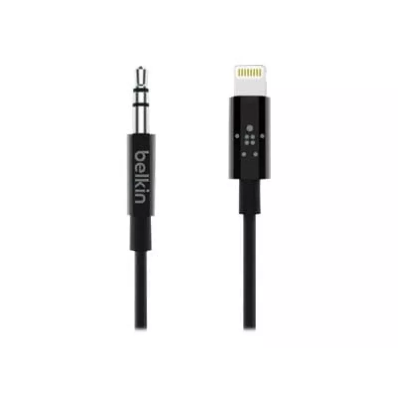 Cavo Belkin Lightning a jack cuffie - Lightning maschio a mini jack stereo maschio - 91,4 cm - nero - per Apple iPhone (Lig
