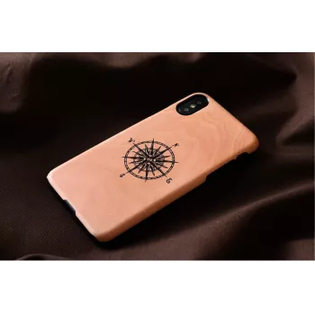 Custodia per smartphone man and wood per iPhone X/XS, nero, custodia protettiva con dettaglio bussola