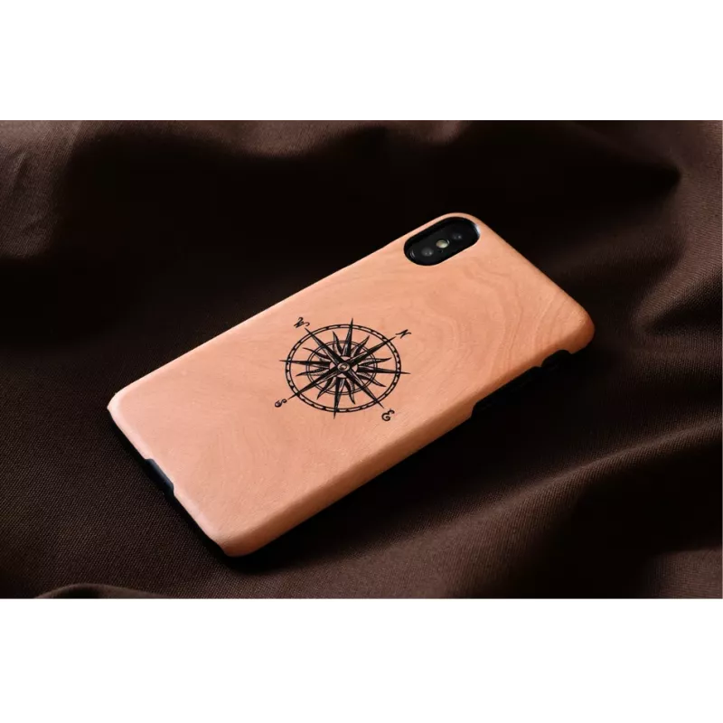 Custodia per smartphone man and wood per iPhone X/XS, nero, custodia protettiva con dettaglio bussola