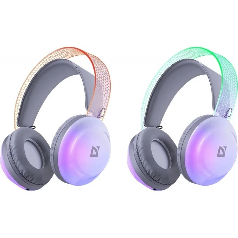 Defender FreeMotion B651 63651 cuffie wireless on-ear, Bluetooth 5.3, retroilluminazione RGB, 20–20000 Hz, 105 dB, USB-C, AUX, bianche