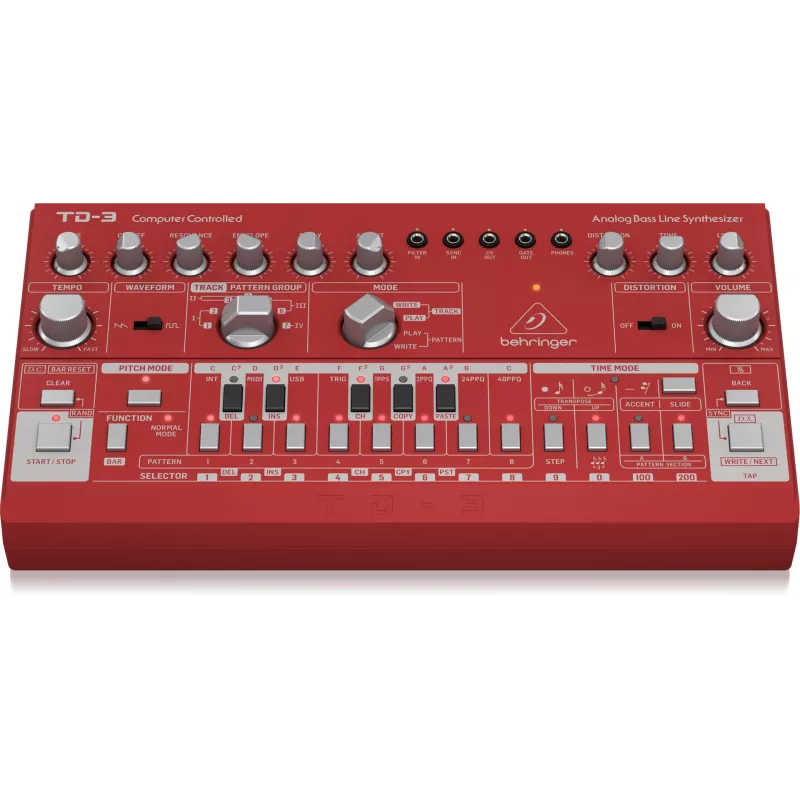 Sintetizzatore analogico Behringer TD-3-RD rosso 9V DC