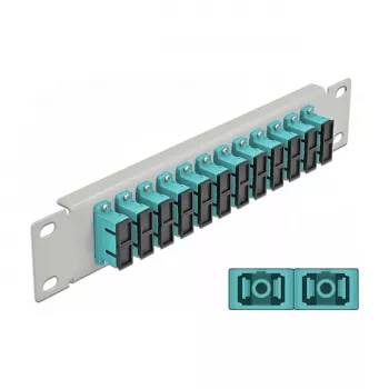Patch panel fibra ottica DeLOCK 10 pollici 12 porte SC duplex acqua 1U grigio