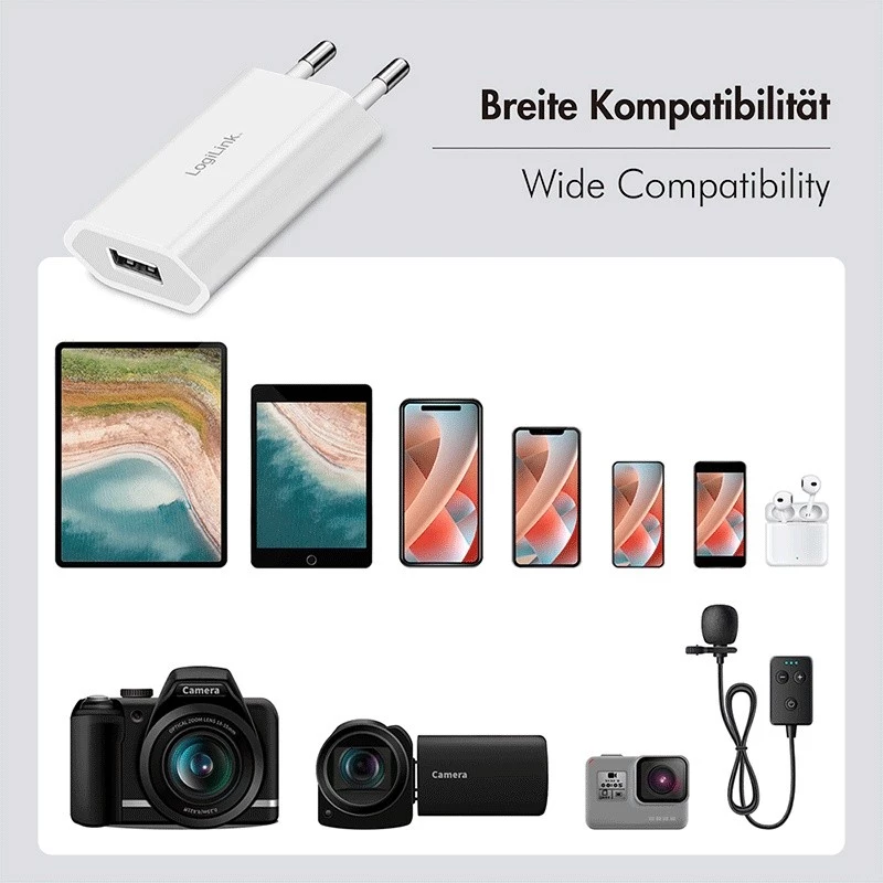 Adattatore presa USB-A, 5W, 5V/1A, 1xUSB-A bianco