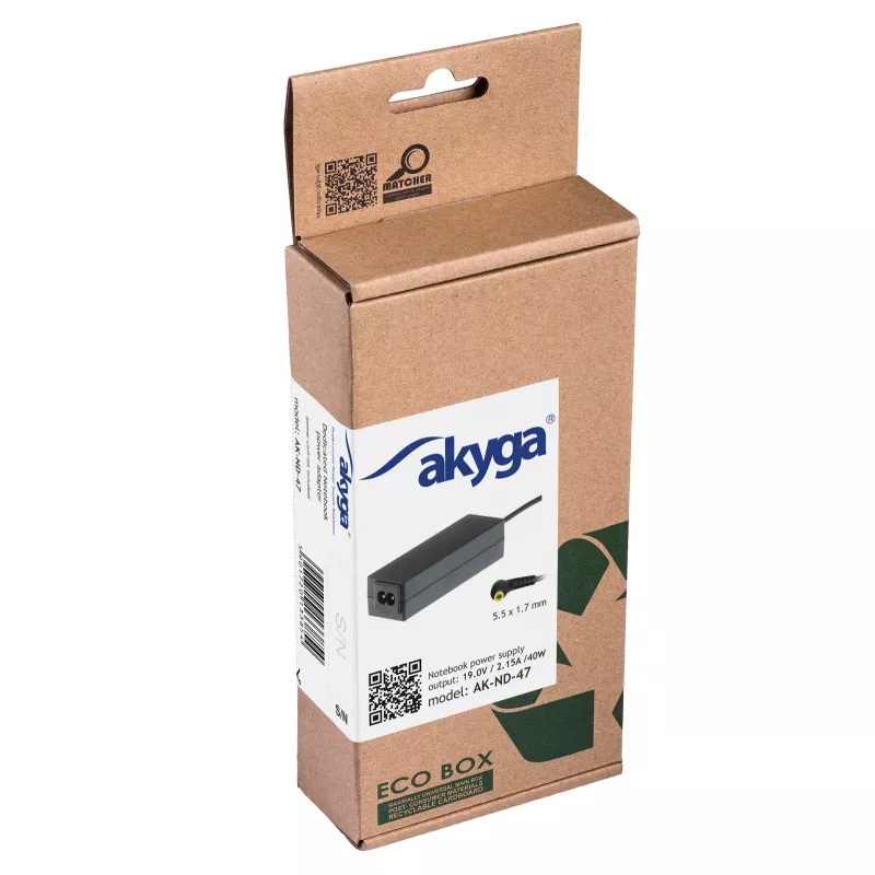 Alimentatore per notebook Akyga AK-ND-47 per Acer, 40 W, 19 V / 2,15 A, 5,5 x 1,7 mm