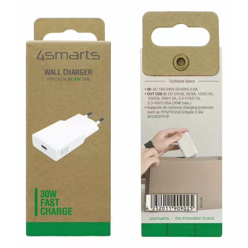 Caricabatterie da interno 4smarts 541124 smartphone bianco ricarica rapida AC
