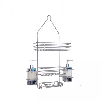 Mensola doccia RAYEN 2073 con dispenser sapone – organizer da doccia da parete con doppio dispenser