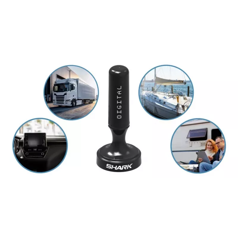 Antenna auto DVB-T Shark SHA301CAR con amplificatore attivo per ricezione TV in auto