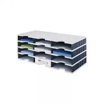 styro styrodoc trio - polistirene - nero - grigio - 12 cassetto/i - 723 mm - 293 mm - 331 mm