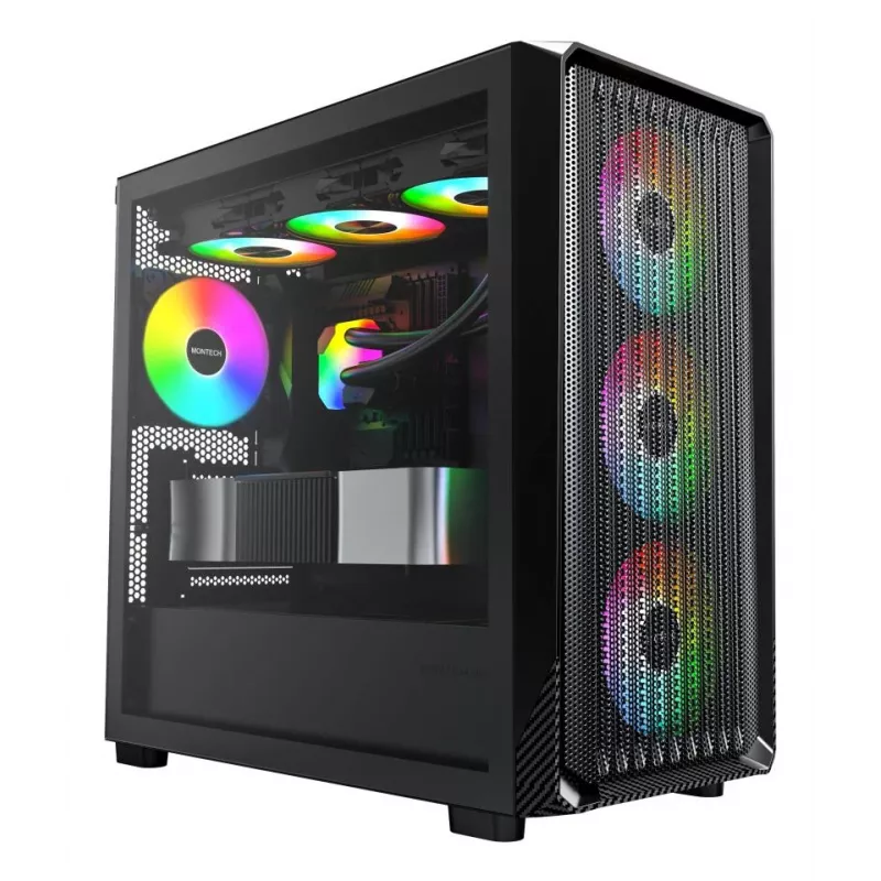 Case PC Micro Tower Montech X5M (B) – Micro-ATX/Mini-ITX, 3x120mm anteriore, 1x120mm posteriore, supporta alimentatori ATX, 2x3,5