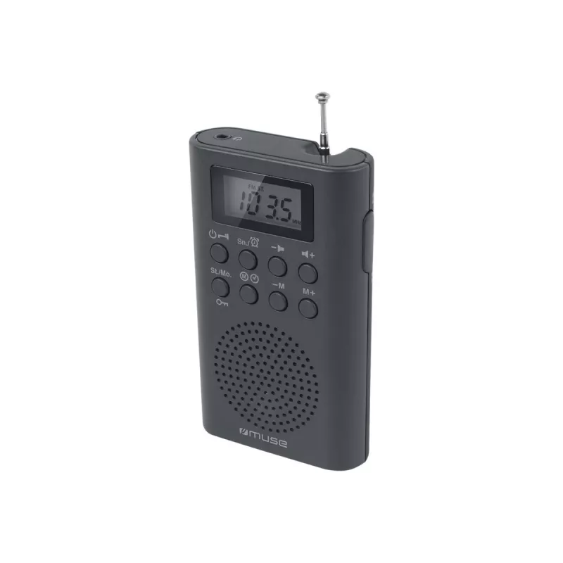 Radio portatile Muse M-03 R con sintonia FM-PLL, display LCD, antenna esterna, nero