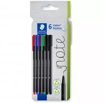 Fineliner Staedtler 334 C6 nero blu verde rosso viola 5 pezzi