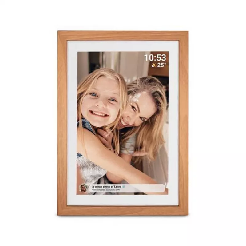 Denver PFF-1040LW Frameo cornice digitale, 10,1 pollici (25,4 cm), 16 GB, legno chiaro