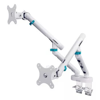 Supporto per monitor DIGITUS Dual Design per 2 schermi da 35 pollici, morsetto, 2×10 kg, VESA 75–100, inclinabile -45–90°