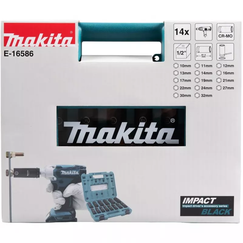 Makita E-16586 chiave a bussola per avvitatore a impulsi set di chiavi a bussola nero, verde