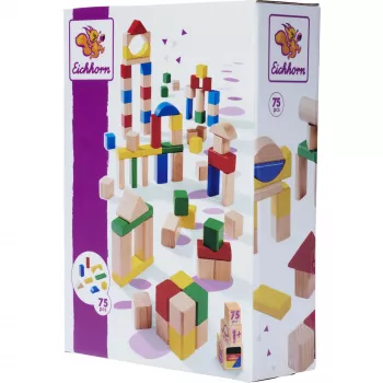 Eichhorn mattoncini in legno colorati/naturali (75 pezzi)