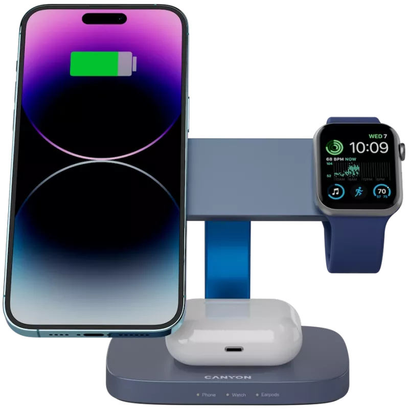 Stazione di ricarica wireless CANYON WCS-310 Canyon grigio scuro – caricabatterie verticale compatibile Qi
