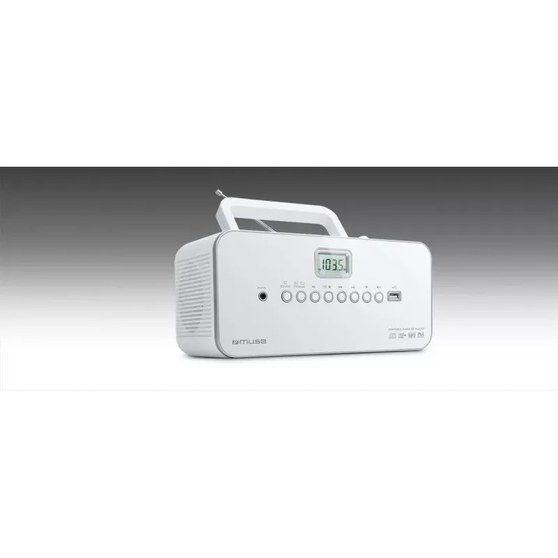 Stereo portatile Muse M-28RDW – lettore CD/MP3, sintonizzatore FM/AM, 3W RMS, bianco, 1,4 kg