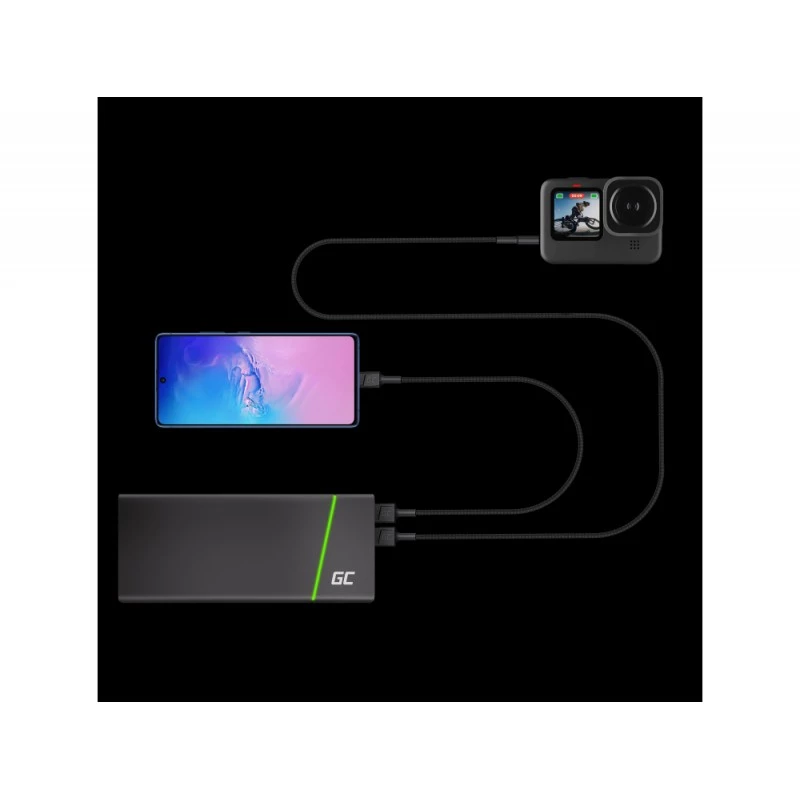 Cavo USB Green Cell KABGC22 USB 2.0 1,2 m USB A USB C nero