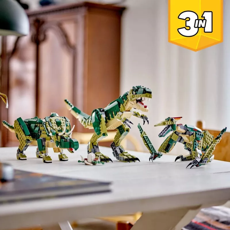 Giocattolo da costruzione LEGO Creator 3-in-1 kit T.Rex, 626 pezzi, 150 mm di altezza, età 9+