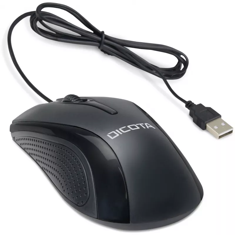 DICOTA - mouse - ambidestro - laser - 3 tasti - con filo - USB - nero (D32011)
