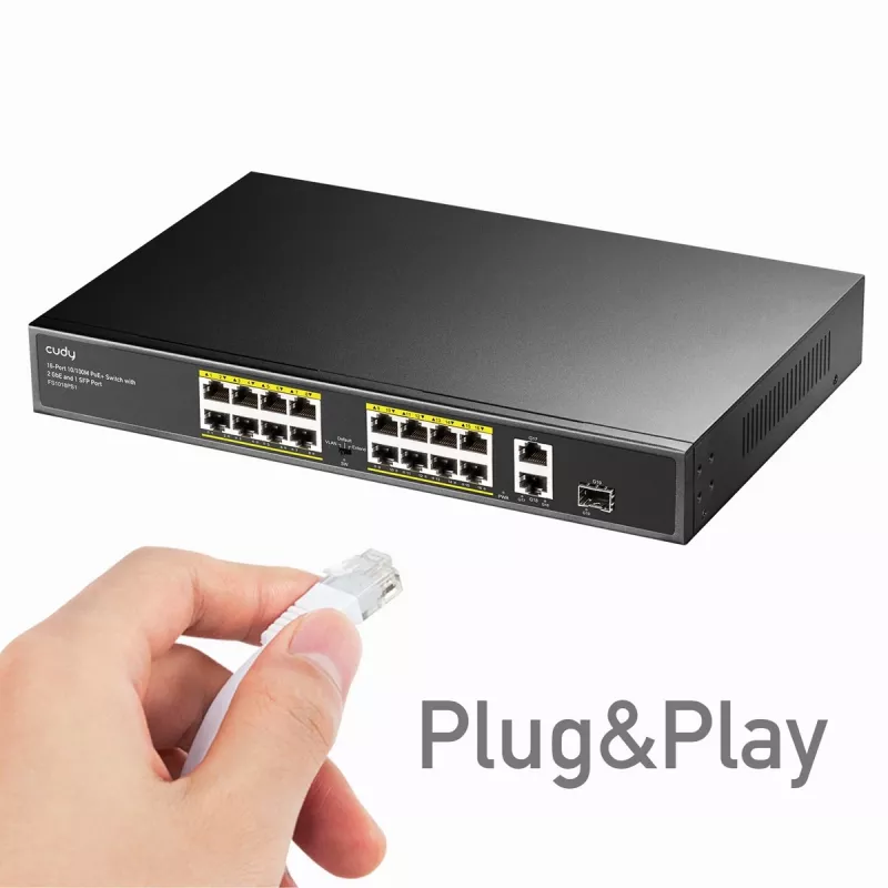 Cudy FS1018PS1 switch di rete 18 porte Fast Ethernet PoE