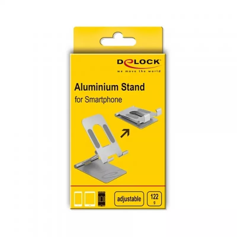 Supporto per smartphone DeLOCK regolabile alluminio 122 g telefono cellulare supporto passivo per interni