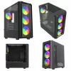Savio Noctis Glass RGB Cube case per PC, ATX/Micro-ATX/Mini-ITX, frontale in vetro temperato, ventole RGB, nero