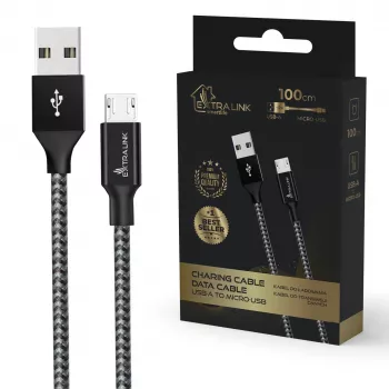 Cavo di ricarica Extralink Smart Life 15W USB-A a microUSB 100 cm PVC 5V 2,4A nero