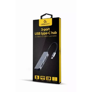 Dock per laptop Gembird UHB-CM-CRU3P1U2P2-01 — USB 3.2 Gen 1 Type-A, MicroSD/SD/SDHC/SDXC fino a 128 GB, argento