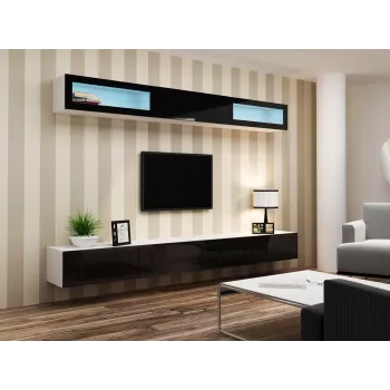 Armadietto Cama VIGO 90 chiuso 90/35/32 bianco/nero lucido