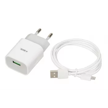 Caricabatterie iBOX C-41 USB 2A, 1 porta USB, cavo microUSB, bianco