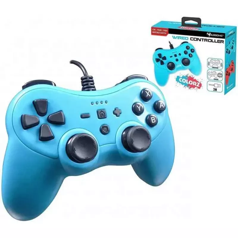 Controller con filo SUBSONIC SA5488-1 Neon Blue — per Nintendo Switch, connessione con filo