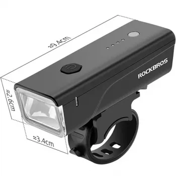 Rockbros Luce per bici + cavo USB-C - USB-A 260 lm nero