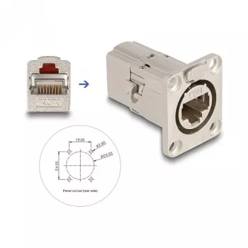 DeLOCK 67062 Passante a incasso D-Type RJ45 Cat.6A STP, metallo