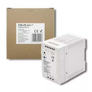 Qoltec 50914 Alimentatore per guida DIN | 90W | 12V | 7,5A | bianco | sottile