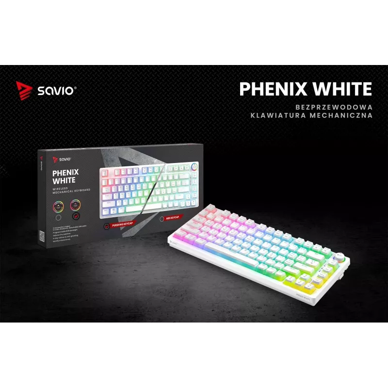 Tastiera gaming Savio Phenix WHITE GAT RED PUD con filo wireless USB Bluetooth RGB LED