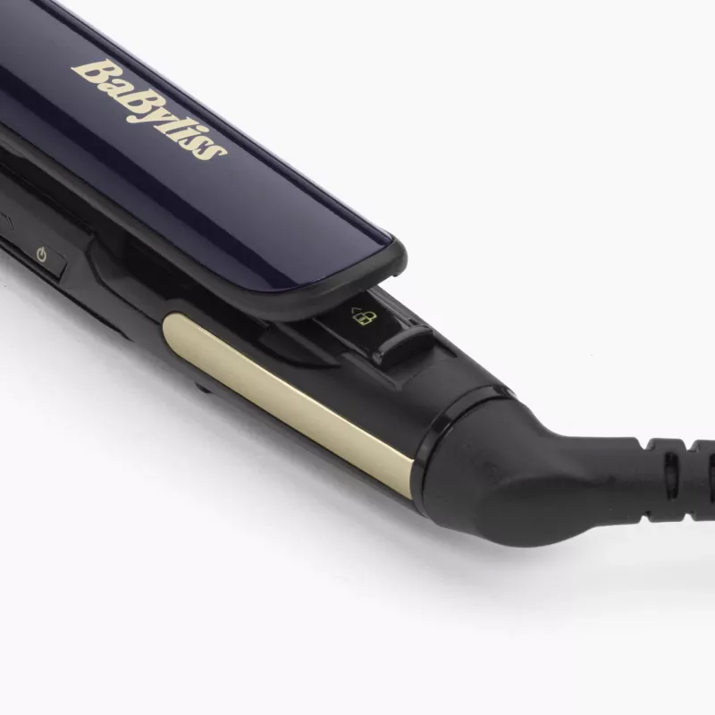 Piastra per capelli BABYLISS ST484E — piastre in ceramica, tecnologia Warm, 230 V, cavo 3,3 m, nero/oro