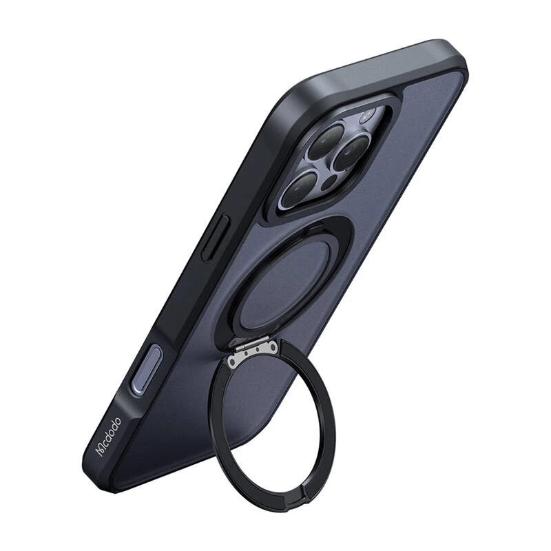 Custodia protettiva McDodo PC-4932 per iPhone 16 Pro con supporto integrato, nero