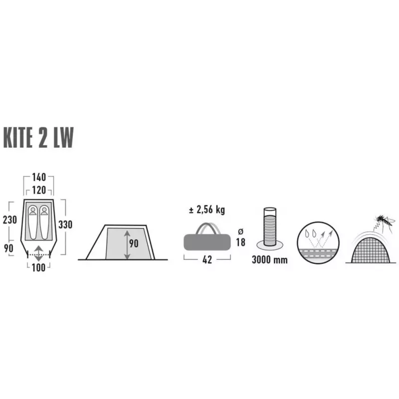 High Peak Kite 2 tenda a cupola extra leggera 2 persone verde, rosso