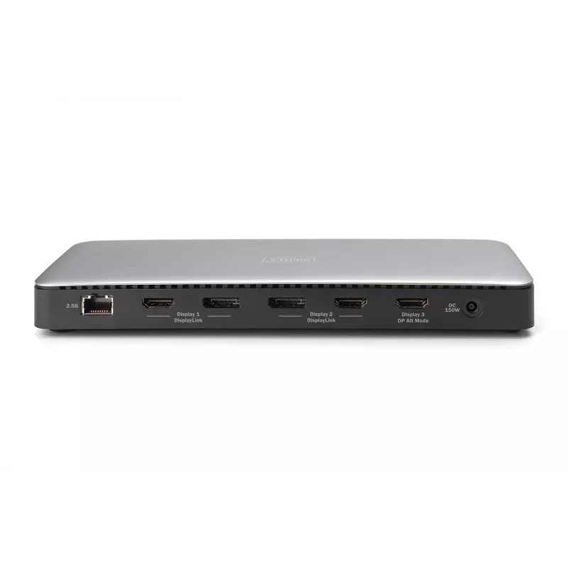 Digitus DA-70918 docking station USB-C, 13 porte, 3x HDMI, 2x DP, 4x USB-A, 1x USB-C, RJ-45 1GbE, SD, audio, 150 W