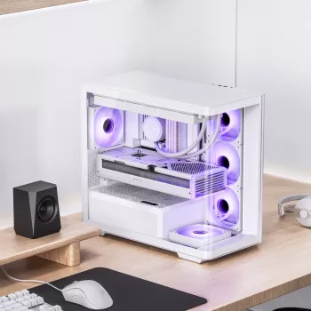 Jonsbo D300 Midi-Tower, 270 gradi, vetro temperato - bianco