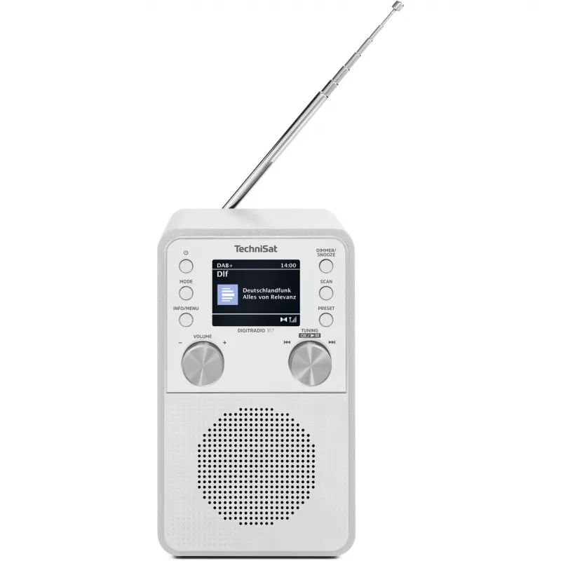 Radio digitale TECHNISAT DigitRadio 317 bianco — ricezione FM e DAB+, design da tavolo compatto