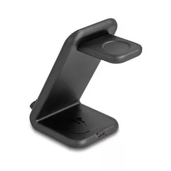 DELOCK 66941 Caricabatterie wireless 3-in-1 per smartphone smartwatch cuffie USB Type-C 15 W indoor nero