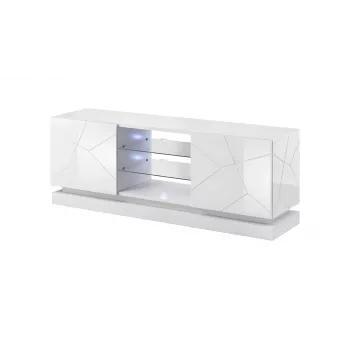Mobile TV Cama Meble QIU 160 — MDF bianco lucido, 1600×420×570 mm