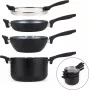 Set pentole Russell Hobbs RH01840EU7 – 4 pezzi impilabili, marmorizzato metallico
