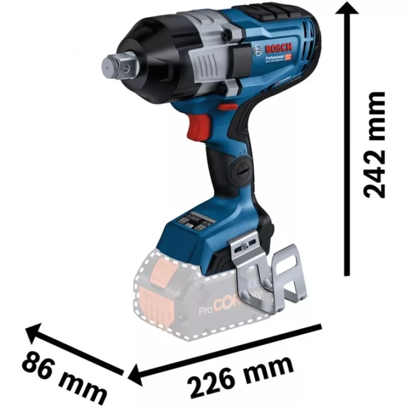 Avvitatore a impulsi a batteria Bosch GDS 18V-1600 HC — 18 V, BITURBO, richiede 2 batterie ProCORE18V 8.0Ah