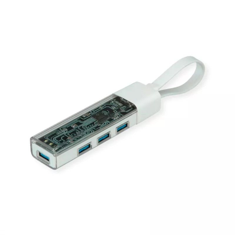 Hub USB 3.2 Gen 1 mobile ROLINE, 4 porte, cavo di collegamento Type-A+C