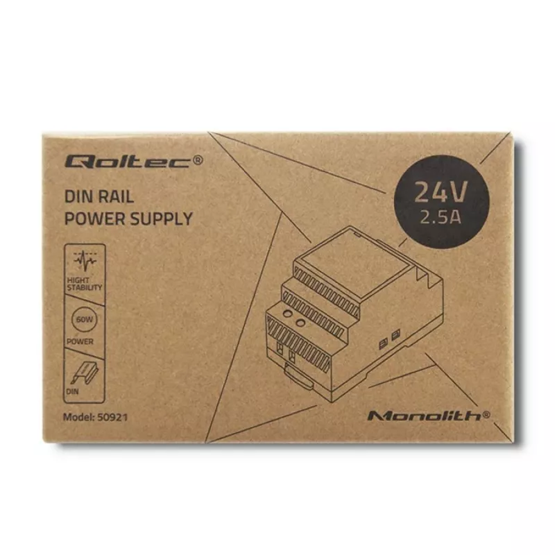 Alimentatore per guida DIN QOLTEC 24V 2.5A 60W grigio
