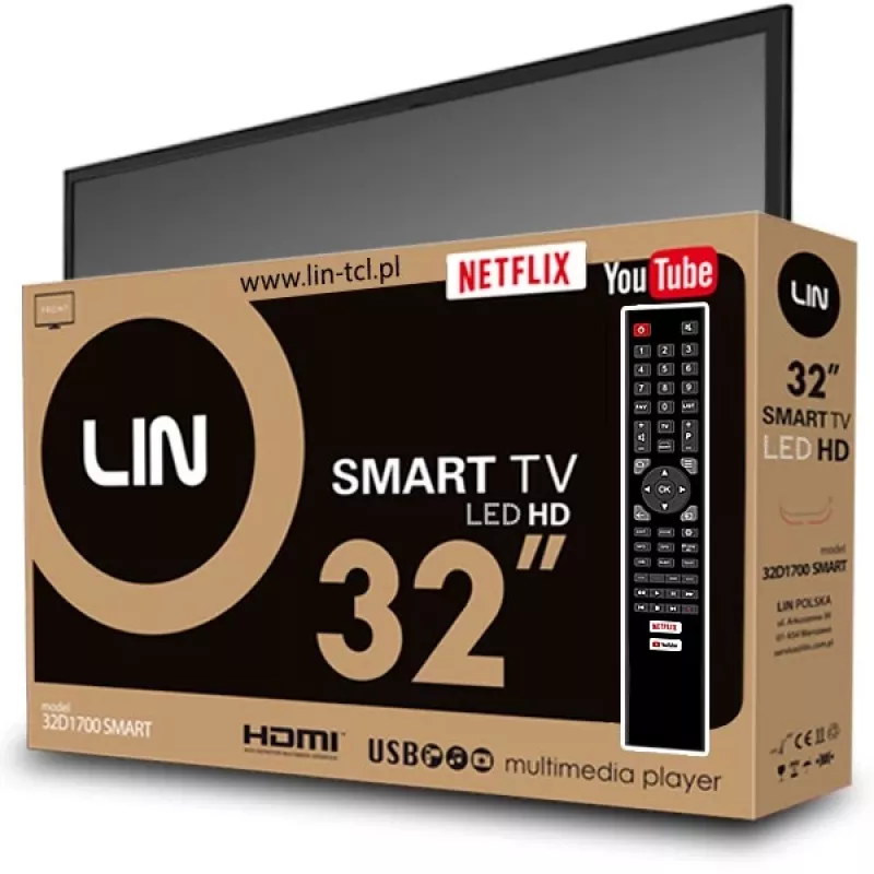 LIN 32D1700 SMART televisore smart da 32 pollici (81,3 cm), HD Ready, DVB-T2