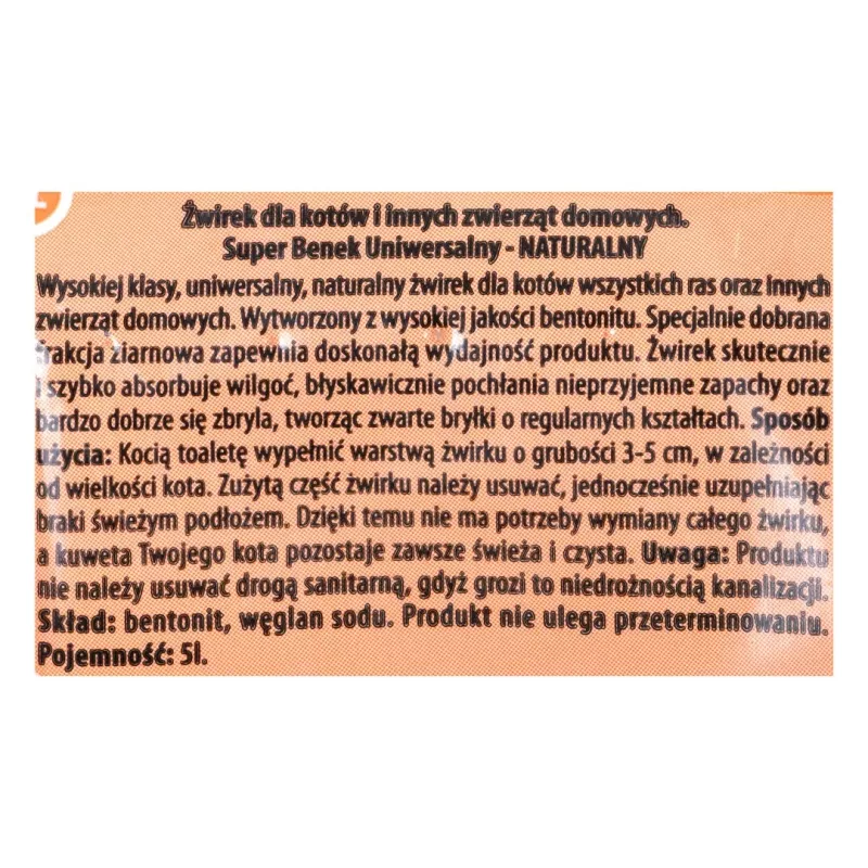 Lettiera per gatti SUPER BENEK UNIVERSAL bentonite granulometria naturale 5 l